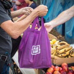 Person receiving food relief at Foodbank